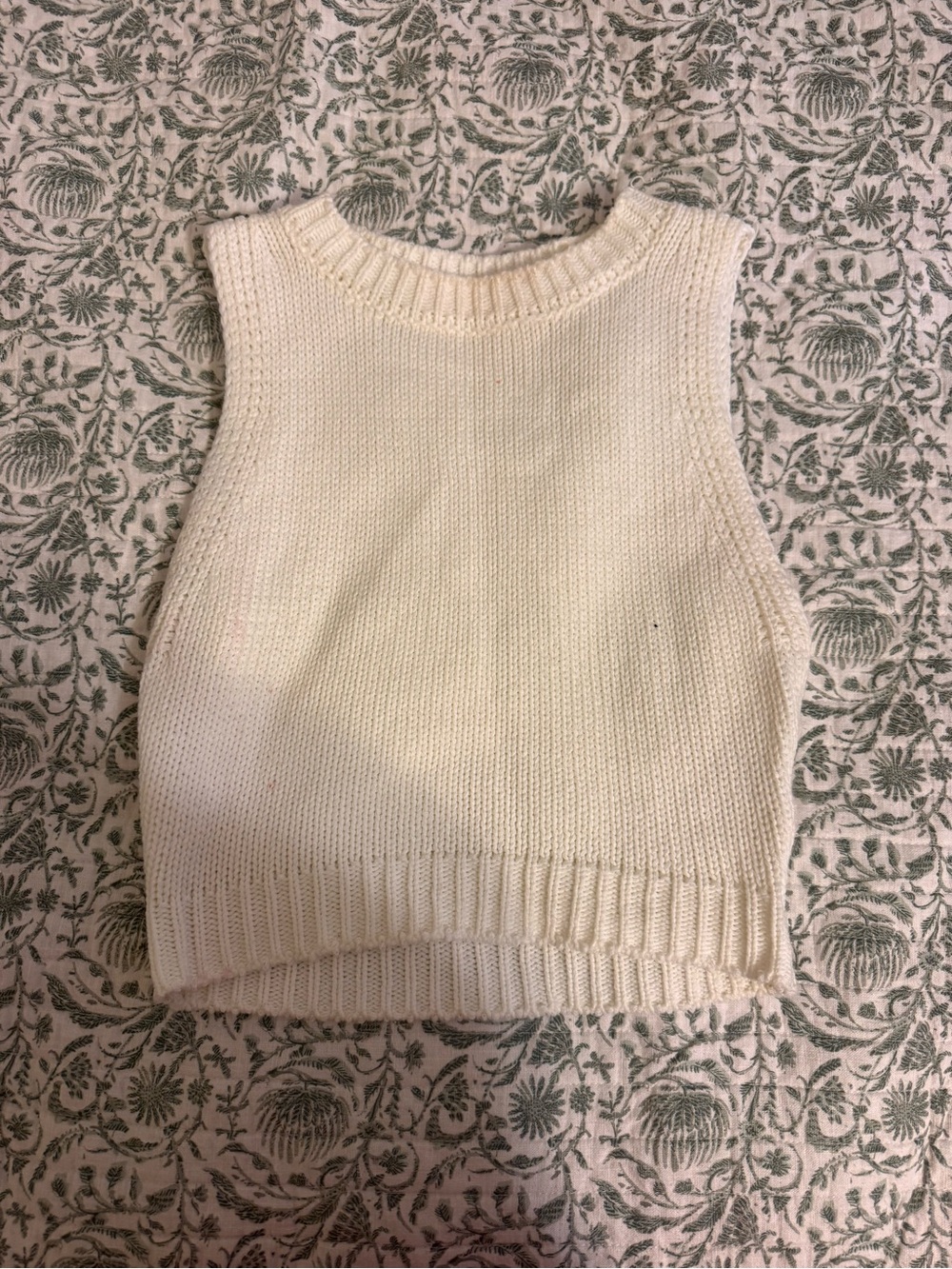 Cream Knit Sleeveless Sweater Tank - Women's Top